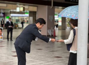 『決意表明』の駅立ち