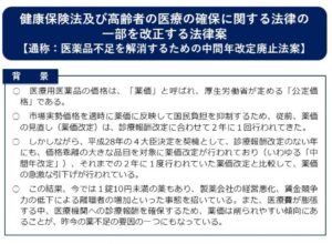 議員立法｢医薬品不足の解消法案｣提出